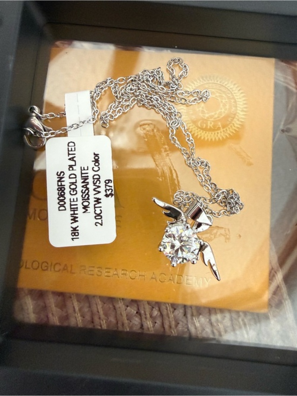 New 18kt White Gold Plated Moissanite 2.0CTW Necklace